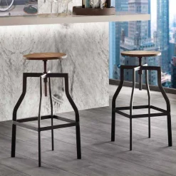 Viadurini Barhocker-Moderner Design Hocker aus Metall und Holz verstellbar Livorno