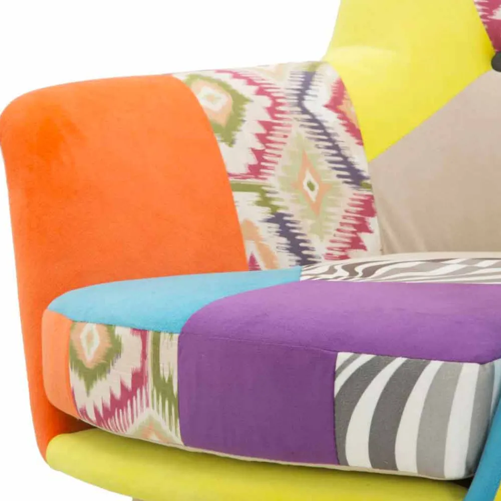 Viadurini Living Moderne Sessel-Moderner Design-Patchwork-Sessel aus Stoff und Holz - Karin