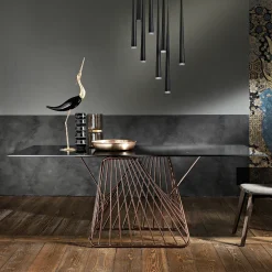 Viadurini Living Esstische-Moderner Designtisch aus gehärtetem Glas, hergestellt in Italien, Mitia