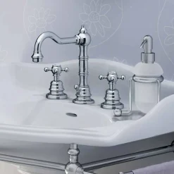 Viadurini Taps Waschbeckenarmaturen-Moderner dreilochiger Waschbeckenmischer aus Messing, hergestellt in Italien - Binsu