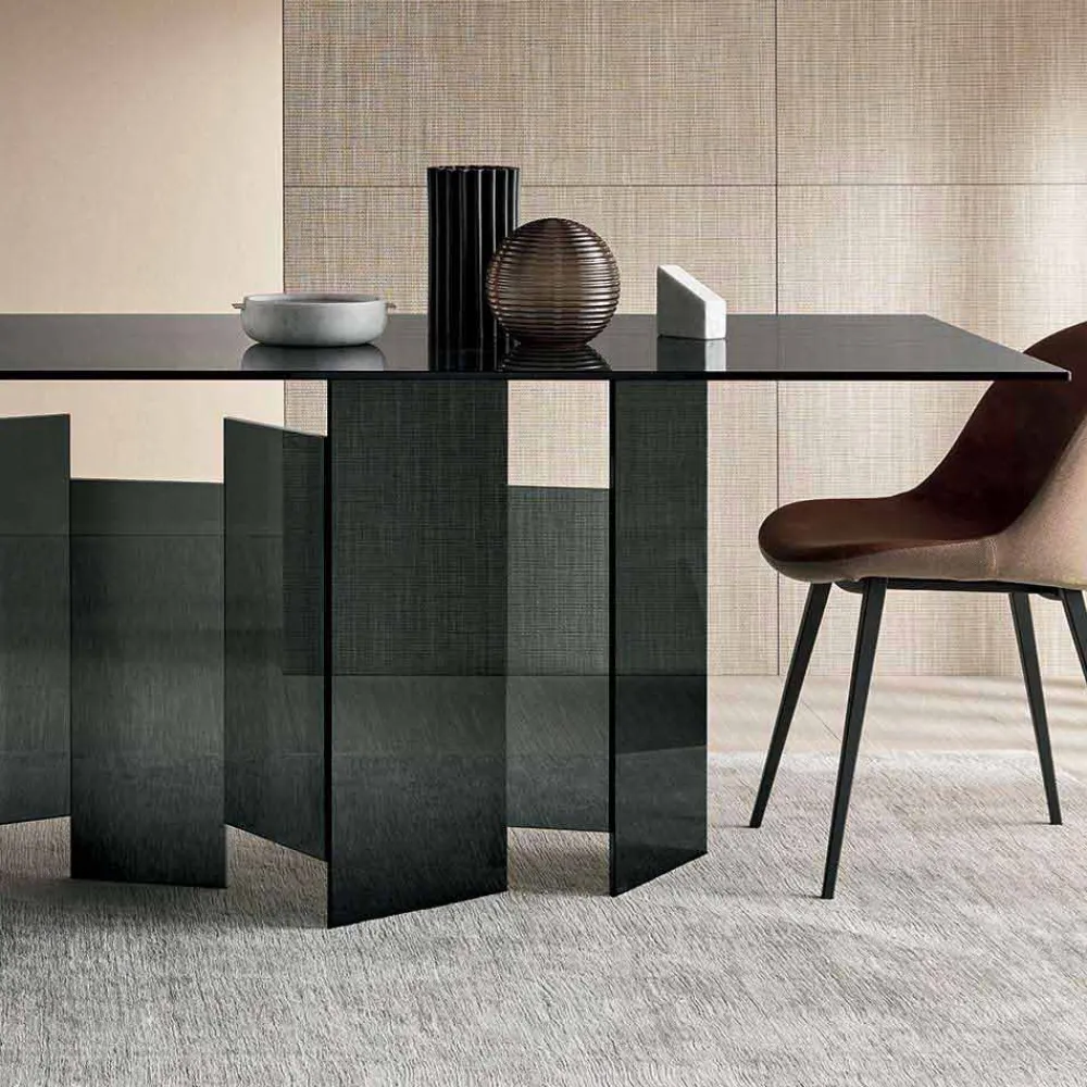 Viadurini Living Esstische Nach Mass|Esstische-Moderner Esstisch aus extraleichtem oder geräuchertem Glas Made in Italy - Zufällig