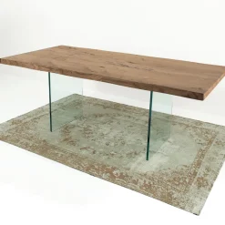 Viadurini Living Esstische-Moderner Esstisch aus furniertem Holz und Glas, hergestellt in Italien – Strappo