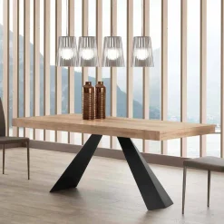 Viadurini Ausziehbare Esstische-Moderner esstisch ausziehbar bis 260/280 cm aus Holz und Metall Teramo