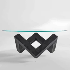 Viadurini Living Runde Tische-Moderner Esstisch mit drehbarer Glastischplatte aus Fichtenholz Bao