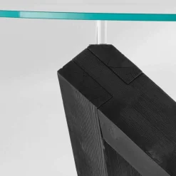 Viadurini Living Runde Tische-Moderner Esstisch mit drehbarer Glastischplatte aus Fichtenholz  Bao