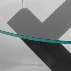 Viadurini Living Runde Tische-Moderner Esstisch mit drehbarer Glastischplatte aus Fichtenholz  Bao