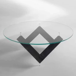 Viadurini Living Runde Tische-Moderner Esstisch mit drehbarer Glastischplatte aus Fichtenholz  Bao