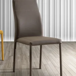 Viadurini Living Moderne Stühle-Moderner Esszimmerstuhl aus Ökoleder, hergestellt in Italien, Luigina