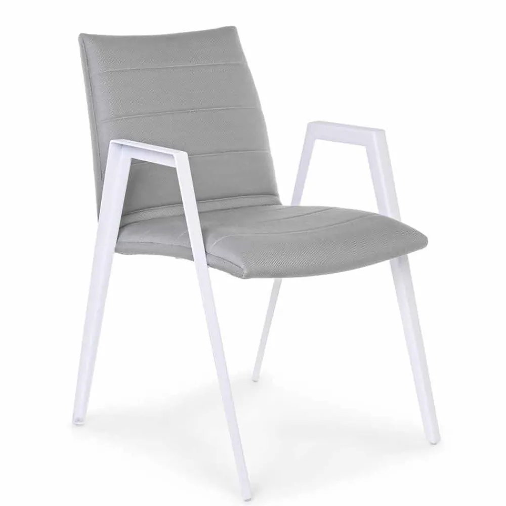 Viadurini in the Garden Gartenstühle Metall-Moderner Gartenstuhl mit Armlehnen aus weißem Aluminium Homemotion - Liliana