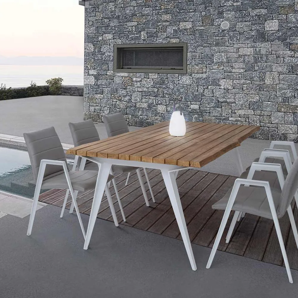 Viadurini in the Garden Gartenstühle Metall-Moderner Gartenstuhl mit Armlehnen aus weißem Aluminium Homemotion - Liliana