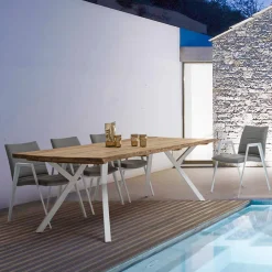 Viadurini in the Garden Gartenstühle Metall-Moderner Gartenstuhl mit Armlehnen aus weißem Aluminium Homemotion - Liliana