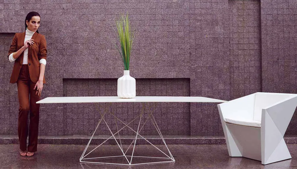 Vondom Gartentische Fest-Moderner Gartentisch aus HPL und Edelstahl Faz