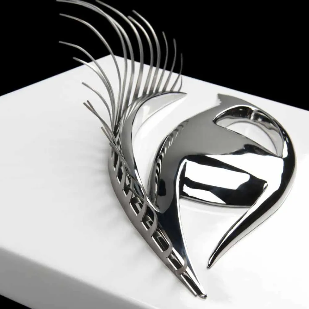 Viadurini Living Abstrakte Bilder-Moderner handwerklicher Rahmen aus Holz, Stahl und Harz Made in Italy - Eye