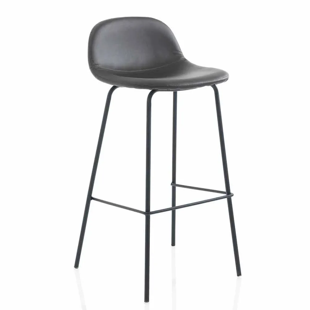 Viadurini Living Küchenhocker-Moderner Hocker aus Kunstleder oder Stoff mit Metallbeinen, 2 Stück - Billo