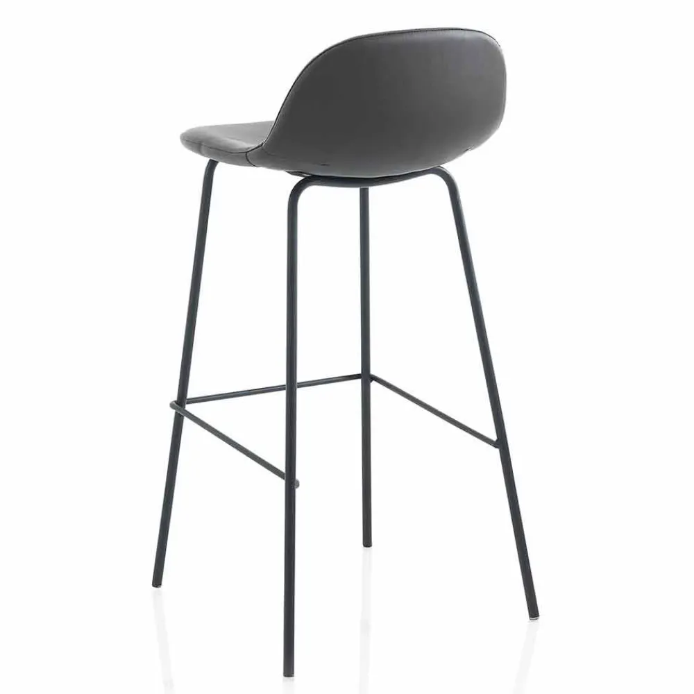 Viadurini Living Küchenhocker-Moderner Hocker aus Kunstleder oder Stoff mit Metallbeinen, 2 Stück - Billo