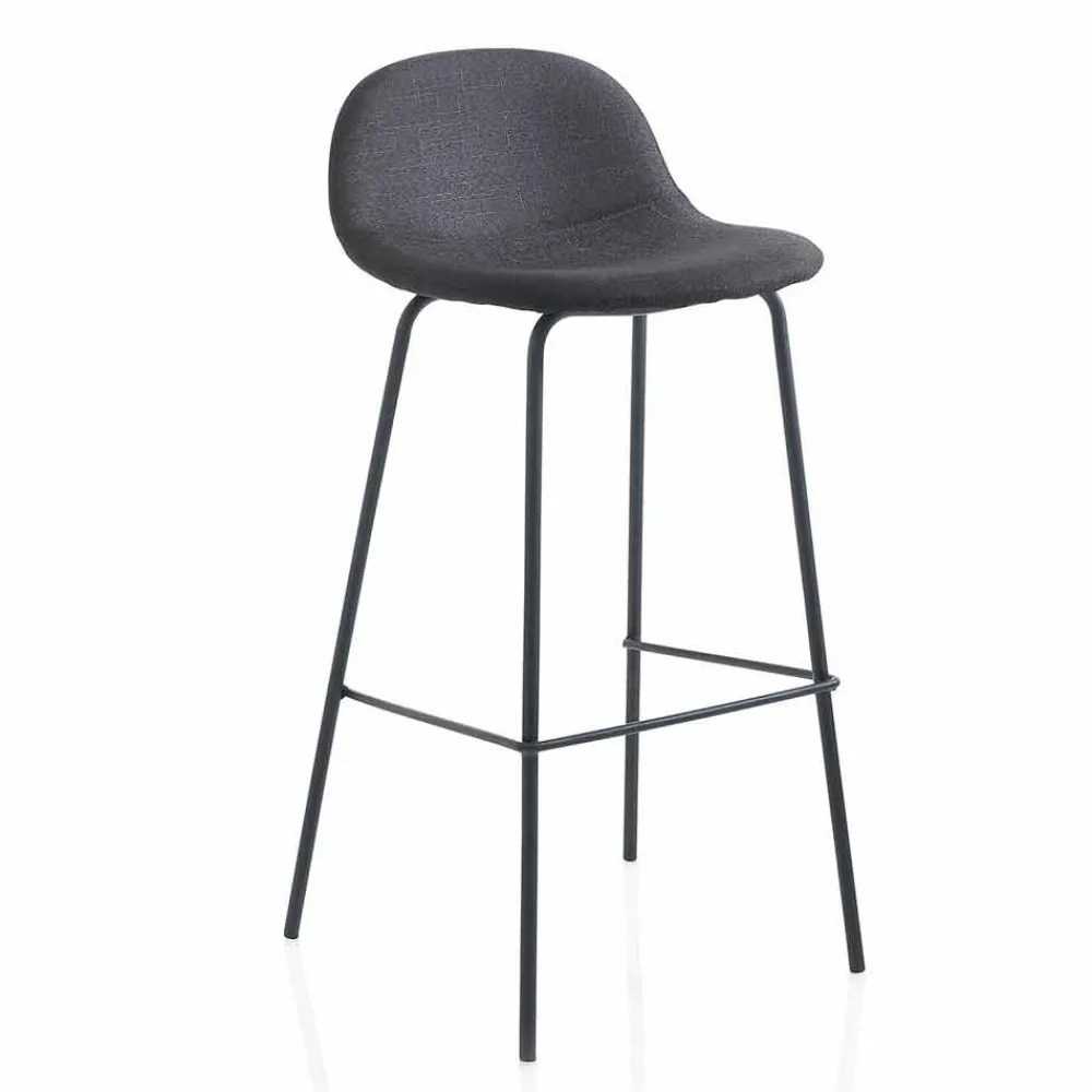 Viadurini Living Küchenhocker-Moderner Hocker aus Kunstleder oder Stoff mit Metallbeinen, 2 Stück - Billo