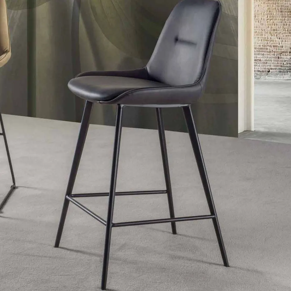 Viadurini Living Barhocker-Moderner Hocker mit Sitzfläche aus Kunstleder H 65 cm - Ines