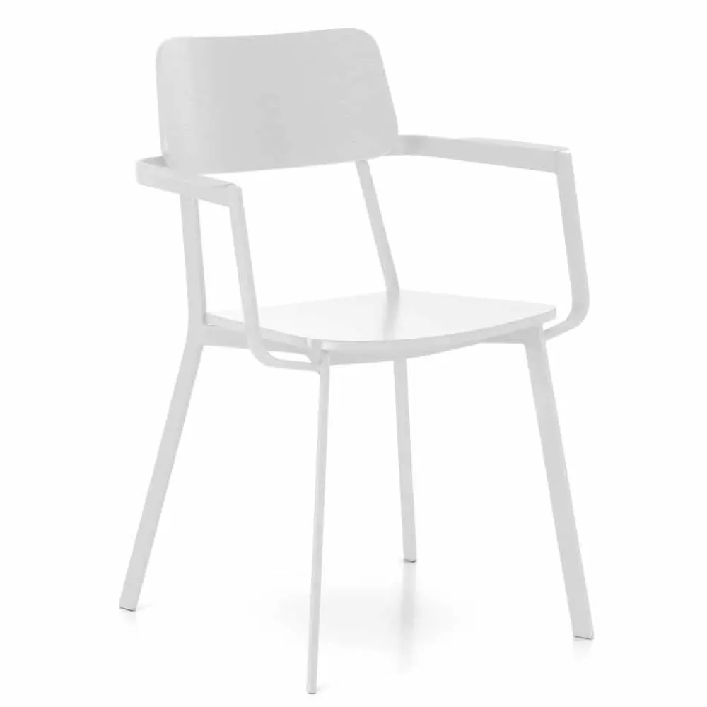 Viadurini Living Moderne Stühle-Moderner Holzstuhl mit lackierter Metallstruktur, 4 Stück - Habibi