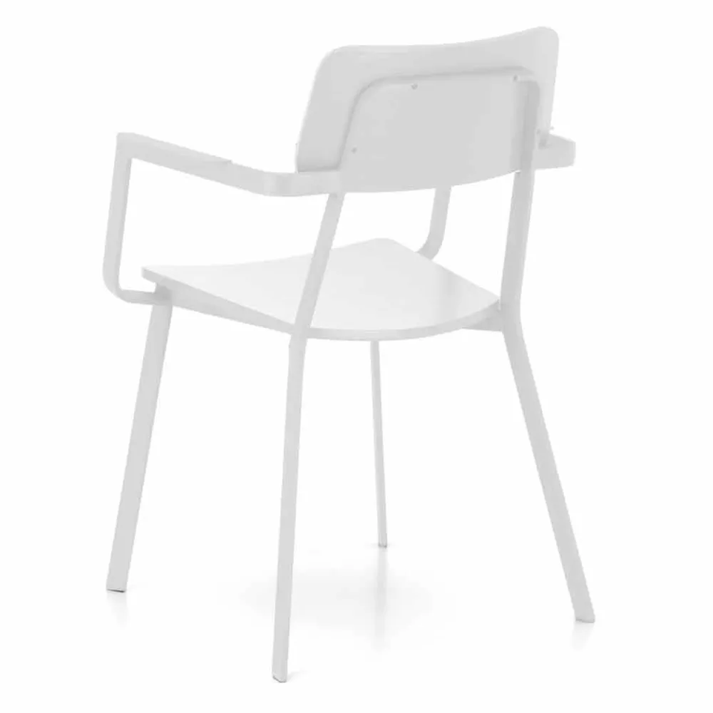 Viadurini Living Moderne Stühle-Moderner Holzstuhl mit lackierter Metallstruktur, 4 Stück - Habibi