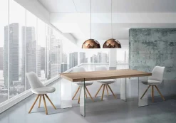 Viadurini Living Esstische-moderner Küchentisch mit Tischplatte aus Mdf und Glasbasis - Joey