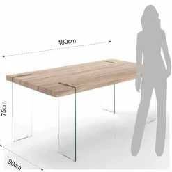 Viadurini Living Esstische-moderner Küchentisch mit Tischplatte aus Mdf und Glasbasis - Joey