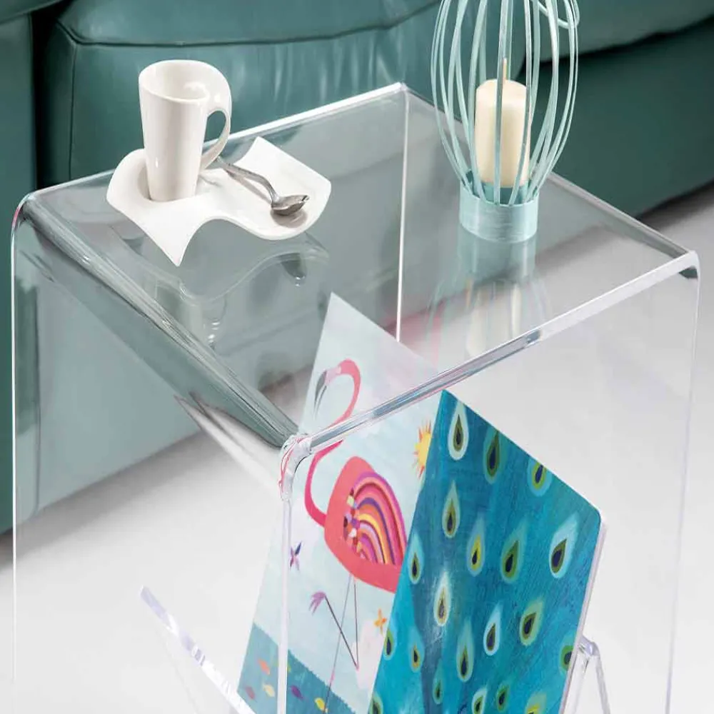 Viadurini Living Moderne Couchtische-Moderner kleiner Tisch / Zeitungsständer aus Plexiglas, Cavour