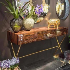 Viadurini Living Konsolentisch Flur-Moderner Konsolentisch Ada 4, mit Schiebeschubladen,aus glänzendem Ebenholz