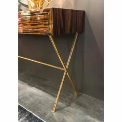 Viadurini Living Konsolentisch Flur-Moderner Konsolentisch Ada 4, mit Schiebeschubladen,aus glänzendem Ebenholz