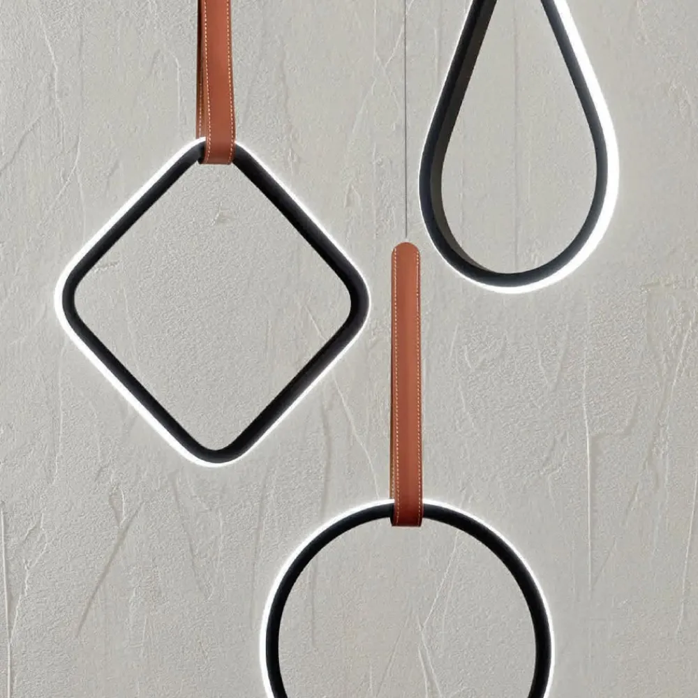 Viadurini Lighting Moderne Kronleuchter-Moderner Kronleuchter mit geometrischen Formen aus Metall und Kunstleder – Zypresse