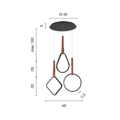 Viadurini Lighting Moderne Kronleuchter-Moderner Kronleuchter mit geometrischen Formen aus Metall und Kunstleder – Zypresse