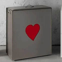 Limac Design Wäschekörbe-Moderner Lederwäschekorb Made in Italy Adele, Herzeinsatz