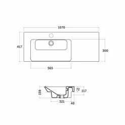 Viadurini Bathroom Keramikwaschbecken-Moderner linker Wandeinsatz der Aufsatzspüle in keramischem Maida