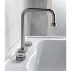 Viadurini Bathroom Waschbeckenarmaturen-Moderner 3-Loch-Waschtischmischer mit roten und blauen Linien, hergestellt in Italien – Quito