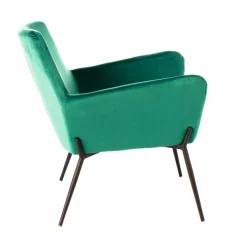 Viadurini Living Moderne Sessel-Moderner Lounge Chair aus petrolgrünem Samt und schwarzem Metall - getönt