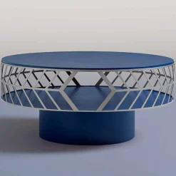 Viadurini Living Moderne Couchtische-Moderner niedriger Design-Couchtisch in Blau oder Bordeaux mit Ring – Lok