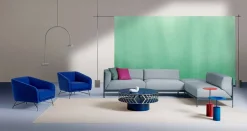 Viadurini Living Moderne Couchtische-Moderner niedriger Design-Couchtisch in Blau oder Bordeaux mit Ring – Lok