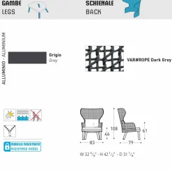 Varaschin Stoffsessel-Moderner Outdoor-Sessel mit Kopfstütze aus Stoff Emma