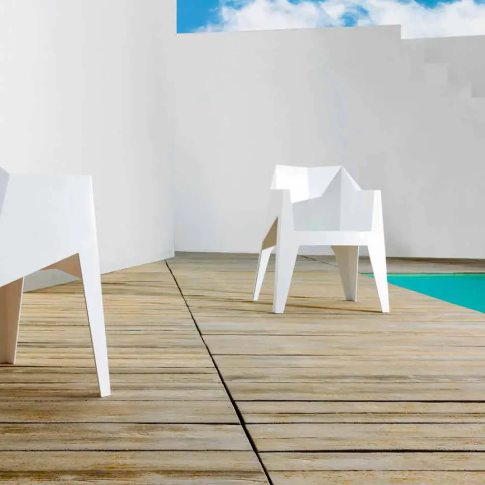 Vondom Gartenstühle Kunststoff-Moderner Outdoor-Sessel von Voxel, aus farbigem Polyethylen, 4 Stück