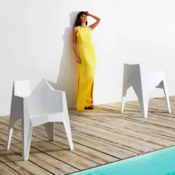 Vondom Gartenstühle Kunststoff-Moderner Outdoor-Sessel von Voxel, aus farbigem Polyethylen, 4 Stück