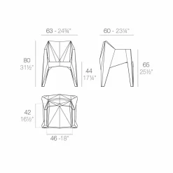 Vondom Gartenstühle Kunststoff-Moderner Outdoor-Sessel von Voxel, aus farbigem Polyethylen, 4 Stück