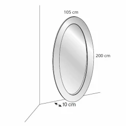 Viadurini Living Standspiegel-Moderner ovaler freistehender Spiegel mit geneigtem Rahmen Made in Italy - Salamina