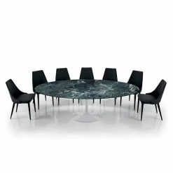 Viadurini Living Esstisch Oval|Esstische-Moderner ovaler Tisch aus Carrara- oder schwarzem Marquinia-Marmor, hergestellt in Italien – Dollars