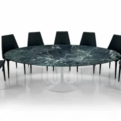 Viadurini Living Esstisch Oval|Esstische-Moderner ovaler Tisch aus Carrara- oder schwarzem Marquinia-Marmor, hergestellt in Italien – Dollars