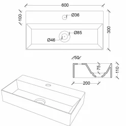Viadurini Bathroom Keramikwaschbecken-Moderner rechteckiger Aufsatz oder hängender Waschtisch 60x30 cm in Keramik - Akt