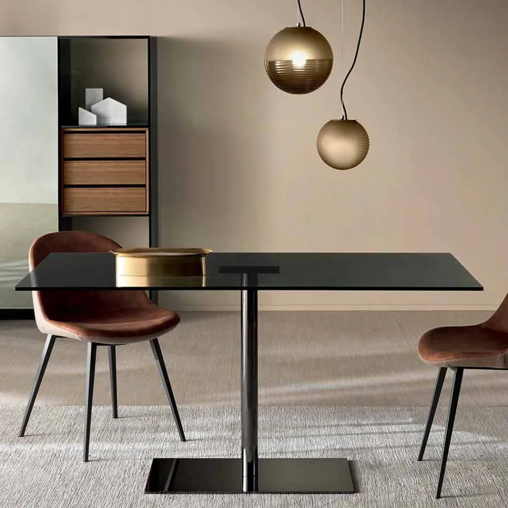 Viadurini Living Esstische Nach Mass|Esstische-Moderner rechteckiger Tisch aus geräuchertem oder extraleichtem Glas Made in Italy - Dolce