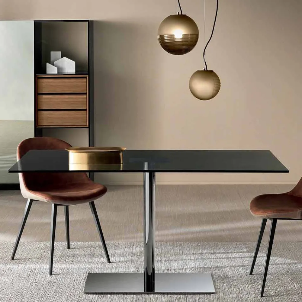 Viadurini Living Esstische Nach Mass|Esstische-Moderner rechteckiger Tisch aus geräuchertem oder extraleichtem Glas Made in Italy - Dolce