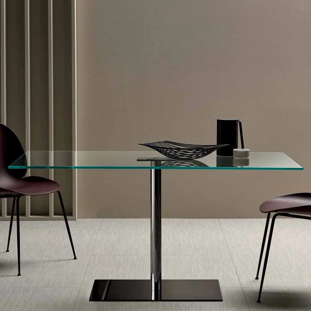 Viadurini Living Esstische Nach Mass|Esstische-Moderner rechteckiger Tisch aus geräuchertem oder extraleichtem Glas Made in Italy - Dolce