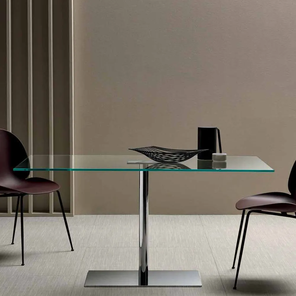 Viadurini Living Esstische Nach Mass|Esstische-Moderner rechteckiger Tisch aus geräuchertem oder extraleichtem Glas Made in Italy - Dolce