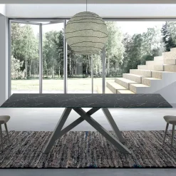 Viadurini Living Esstische-Moderner rechteckiger Tisch aus Keramik und Stahl, hergestellt in Italien – Settimmio