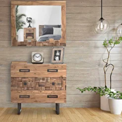 Viadurini Living Wandspiegel-Moderner rechteckiger Wandspiegel mit Akazienholzrahmen - Eloise